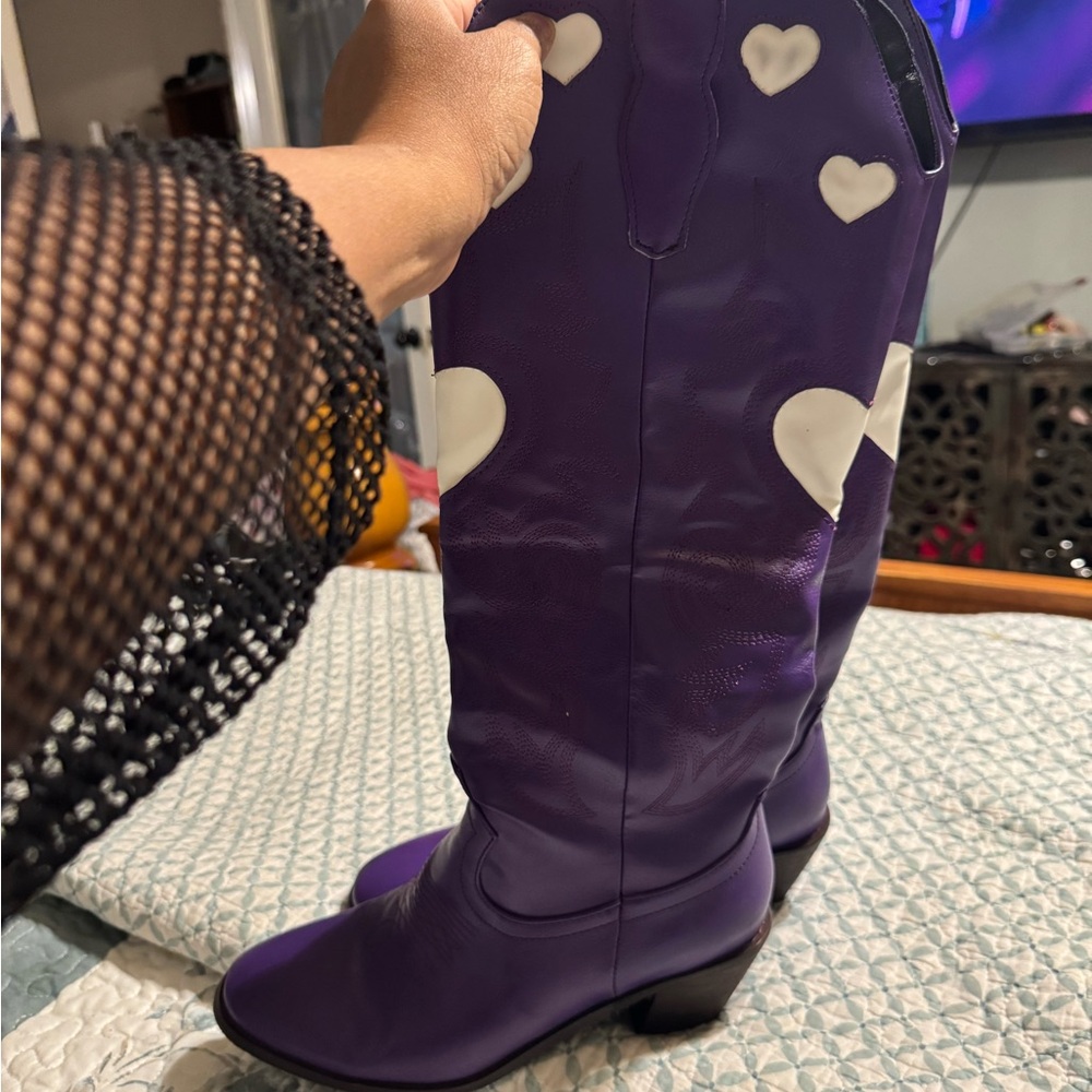 Purple Heart-Embellished Women's Boots